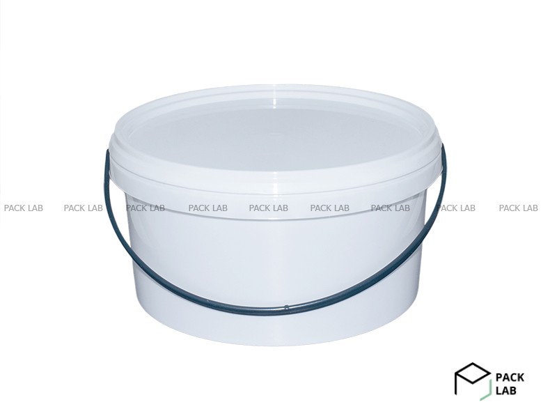 Round bucket with lid 3 l white