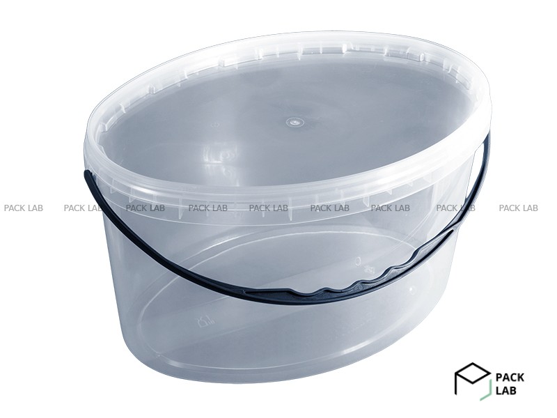 Transparent oval bucket with lid 5.6 l