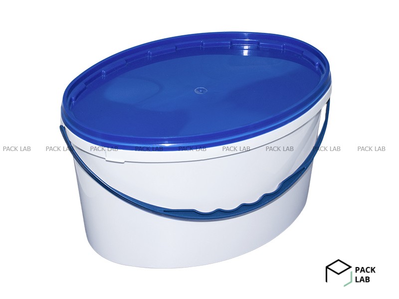 Oval bucket with lid 5.6 l white