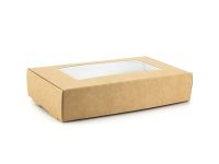 Бумажный контейнер с окошком 197*115*40 крафт-белый (коробка)