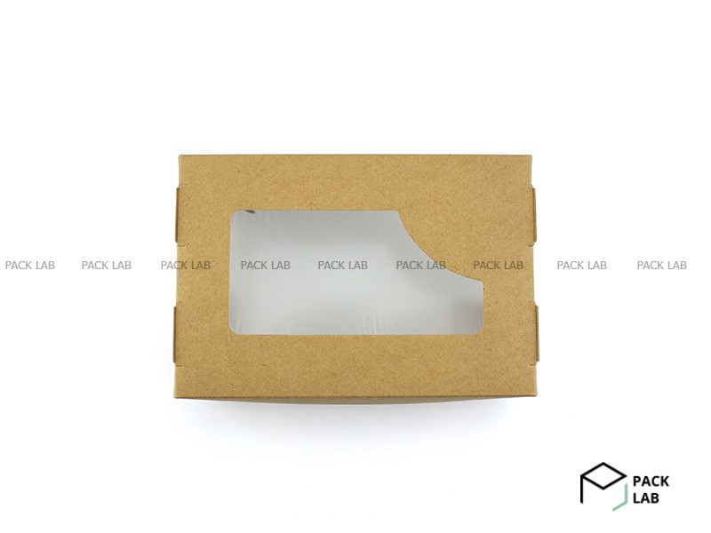 Коробка паперова з вікном біло-бура 150*100*50