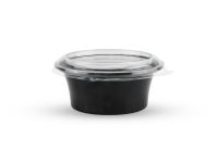 CONTAINER 250 ML PET BLACK ROUND WITH LID