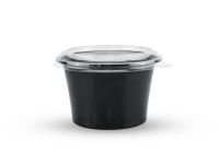 CONTAINER 400 ML PET BLACK ROUND WITH LID