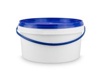 Plastic bucket white with a blue lid 3 l